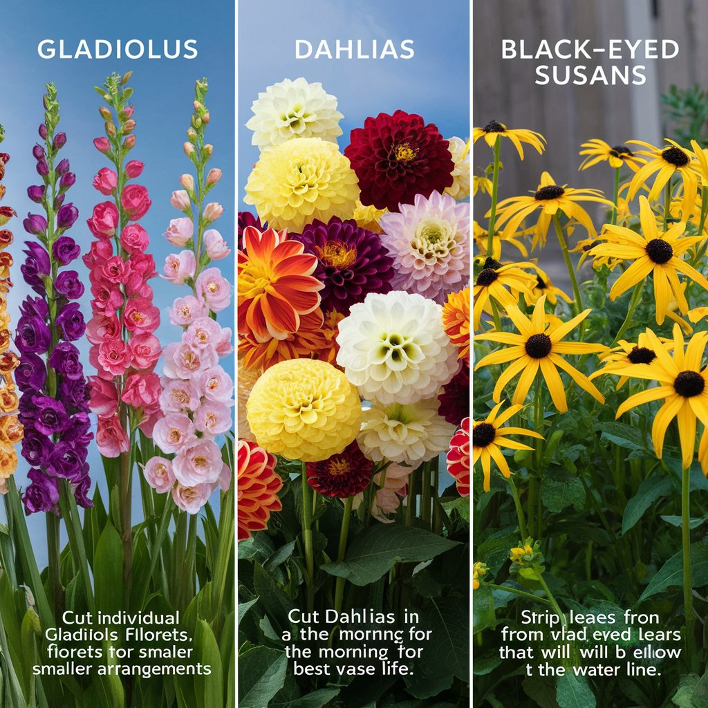 Cut Flowers : Gladiolus , Dahlias & Black-Eyed Susans Flowers