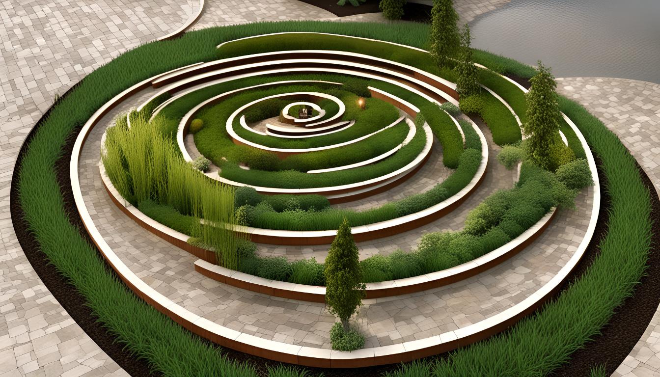 Spiral-shaped beds
Central focal point
Beds gradually rise towards the center