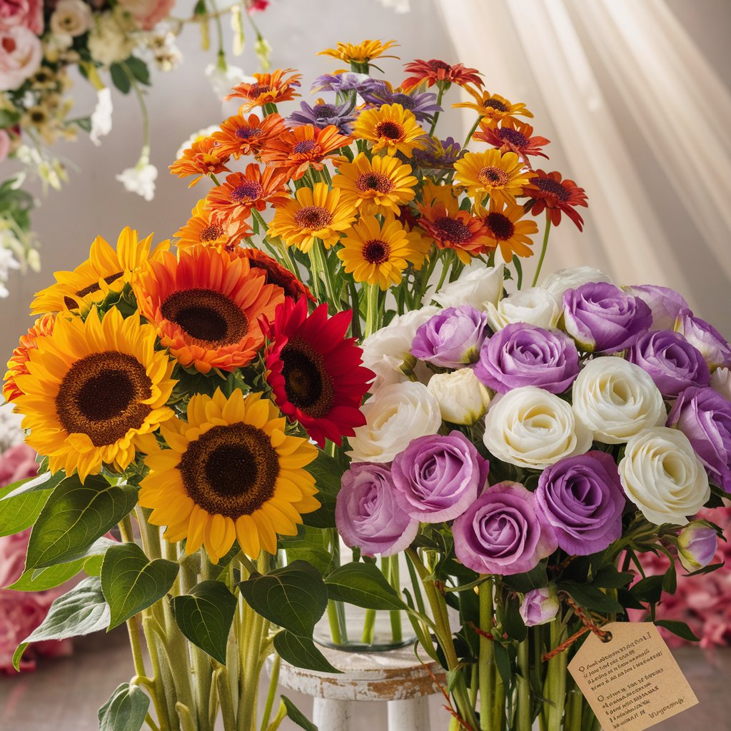 Cut Flowers : Sunflowers , Zinnias & Lisianthus Flowers