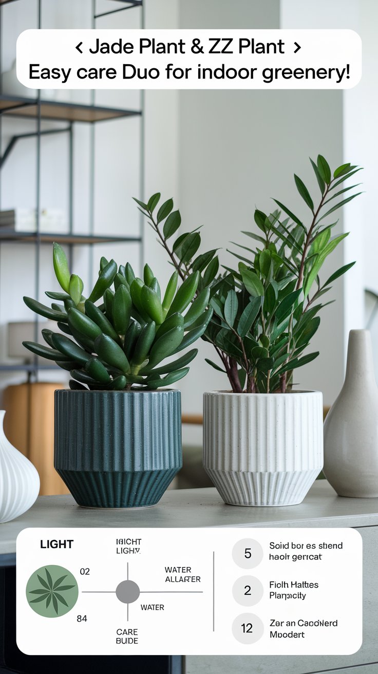 Jade Plant and ZZ Plant The Perfect Duo for Effortless Indoor Greenery