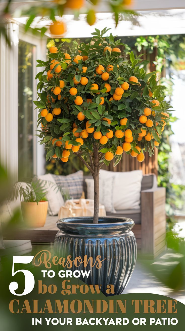 The Calamondin tree is a small, cold-hardy citrus tree that produces tiny, sour orange-like fruits, often grown for ornamental purposes and used in cooking or as a houseplant due to its fragrant blossoms and compact size.