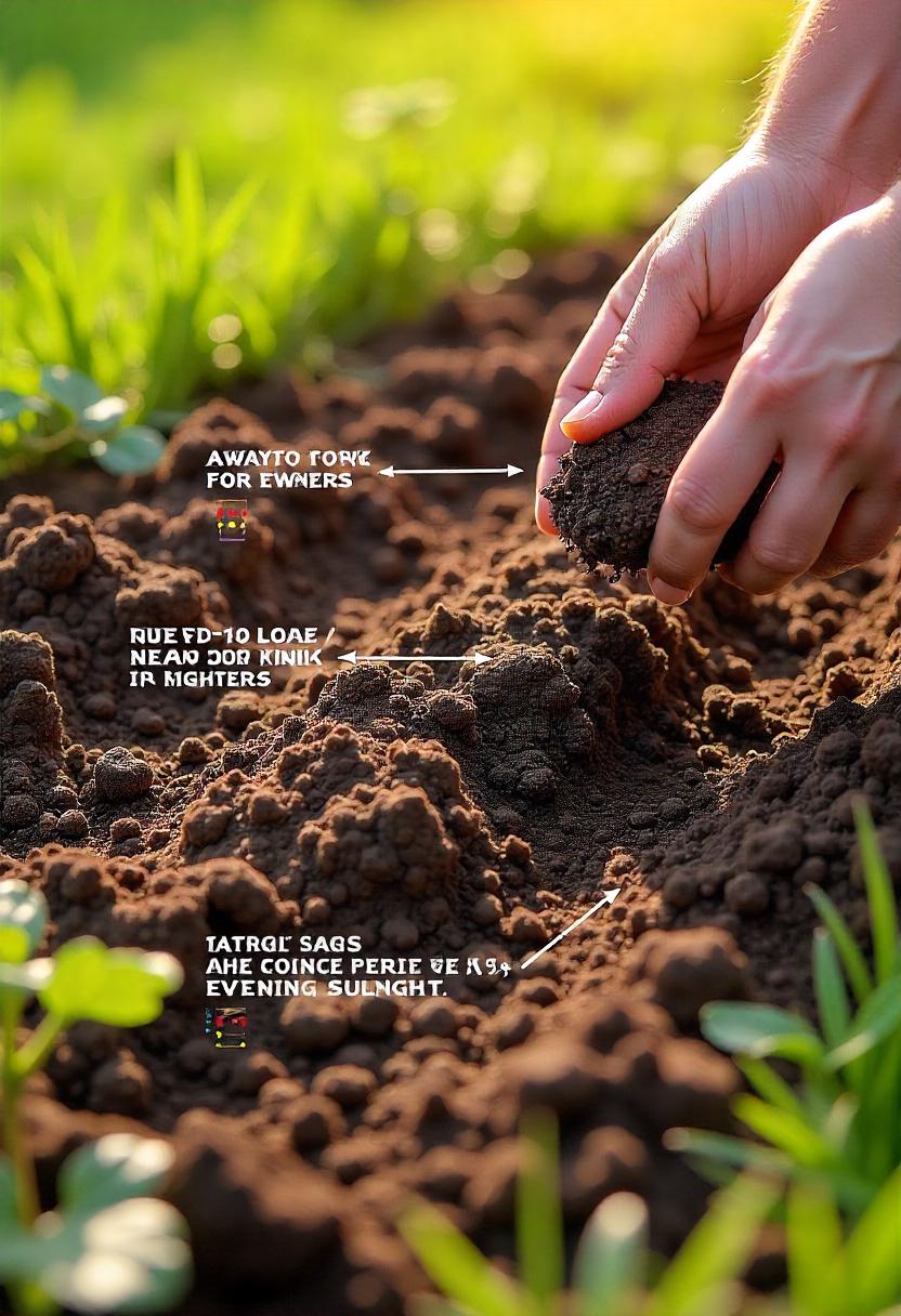 An illustration of a garden bed being prepared for planting strawberries. The image features rich, well-draining soil, freshly tilled, with organic compost being mixed in. Include labeled visuals of proper spacing between planting rows (about 12-18 inches apart) and the site receiving full sun. Incorporate small graphics showing raised beds and containers as alternative growing options. Add arrows or icons indicating soil pH testing and water drainage. The overall design should feel clean and instructional, with soft earth tones and sunlight accents.