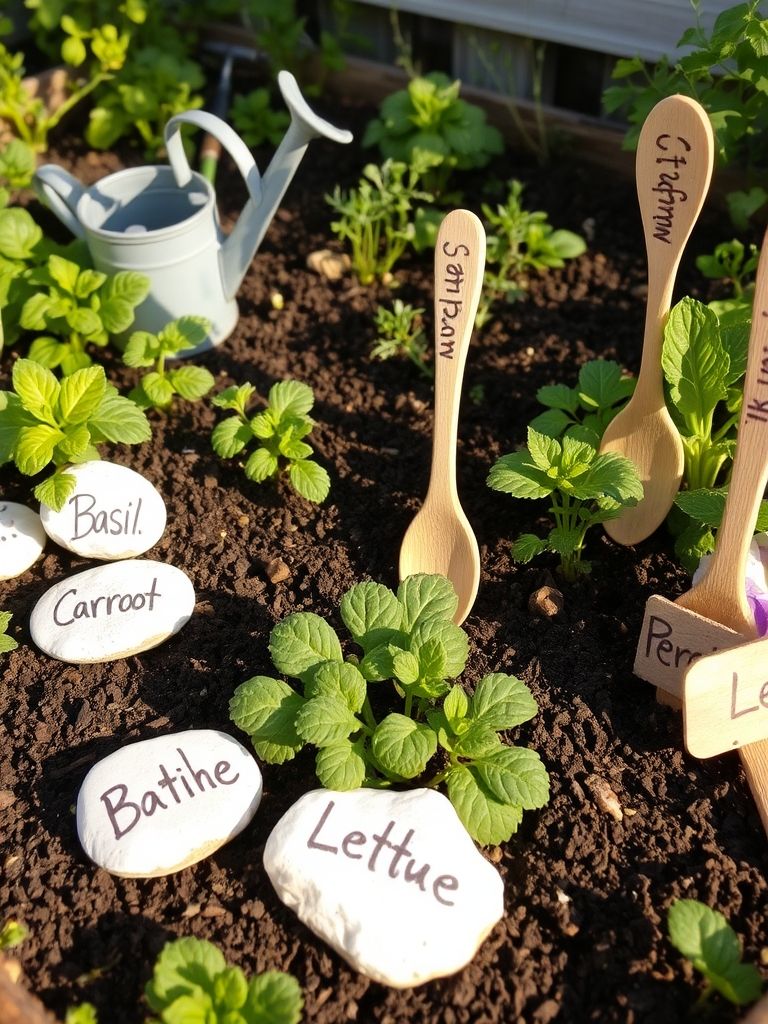 Garden Markers from Stones or Wooden Spoons