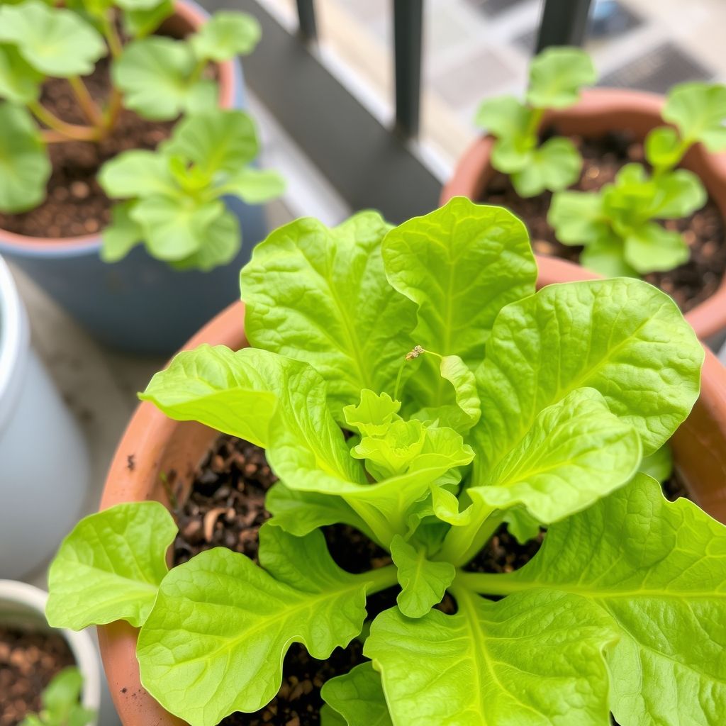 Lettuce grow in Pot in balcony garden