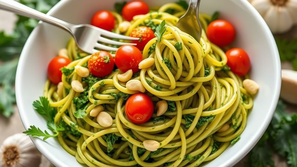 Kale Pesto Pasta: Peppery Greens Go Gourmet delicious recipes