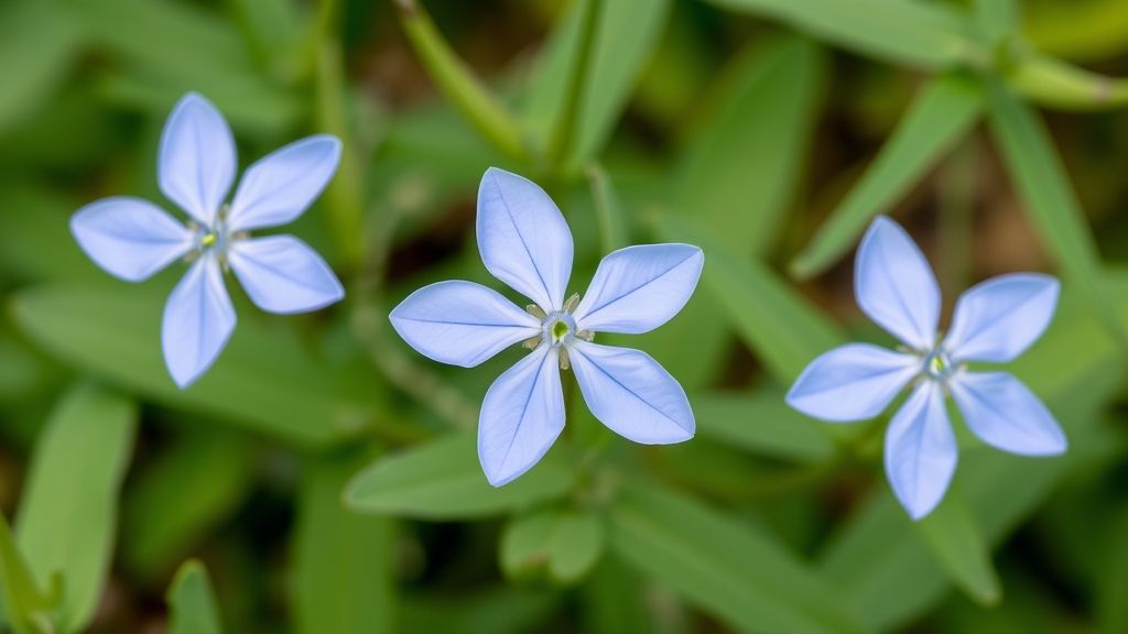 Blue Star (Amsonia tabernaemontana) has pale blue, five-petaled stars in late spring.