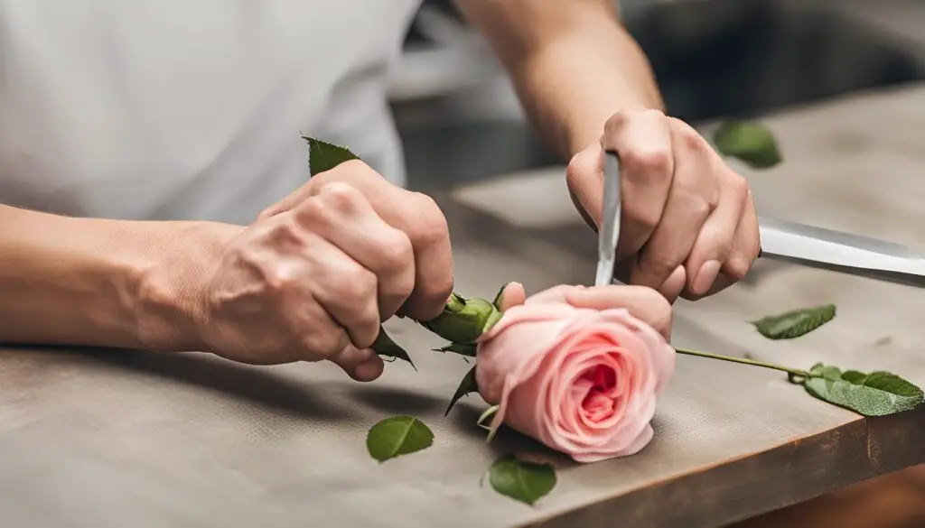 Cut the flower stem. cut flower