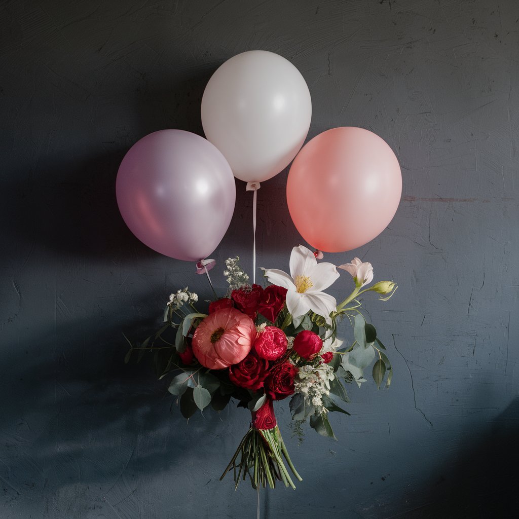 balloons hanging in a bouquet