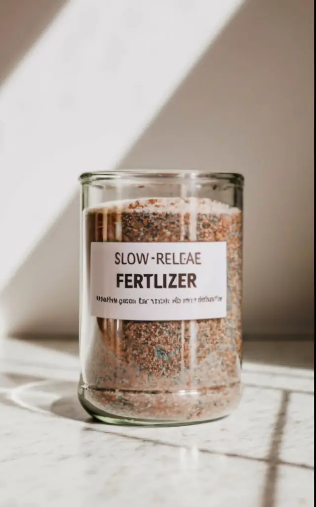 Slow-release granular fertilizer gradually releases nutrients over time, providing long-term nourishment to plants with less frequent applications.