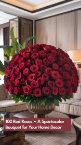 A Spectacular Bouquet 100 Red Roses in Room Decor