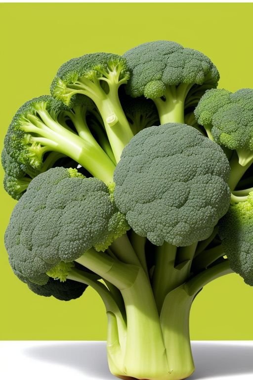 A large bunch of fresh broccoli displayed prominently against a vibrant green background.