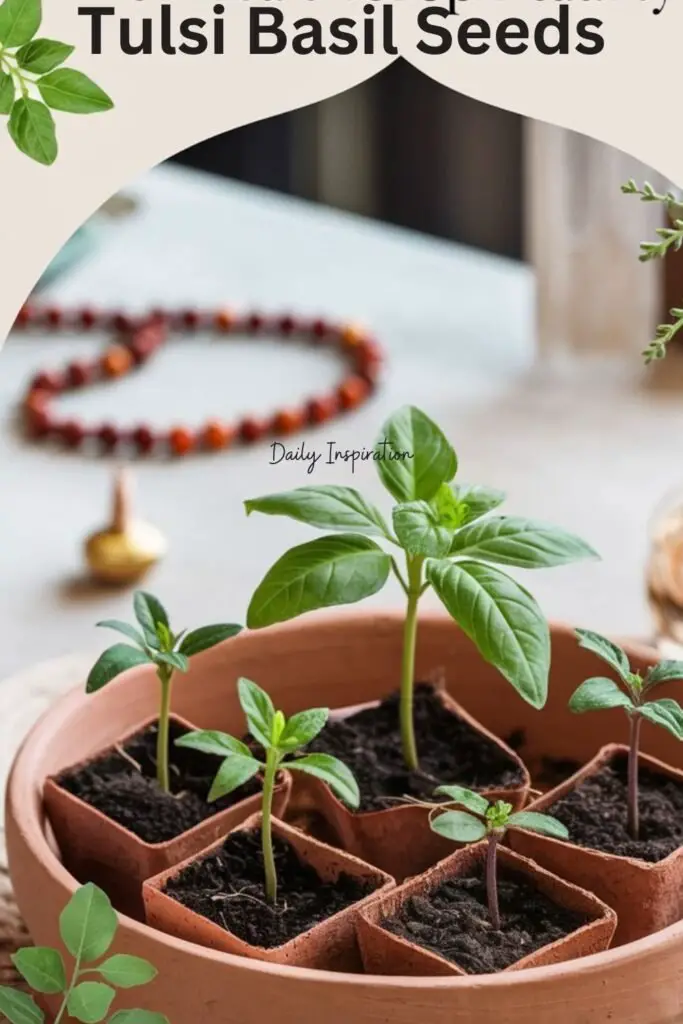 Tulsi Basil, also known as Holy Basil, can be easily grown from seeds in warm, well-drained soil, thriving in full sun with regular watering.