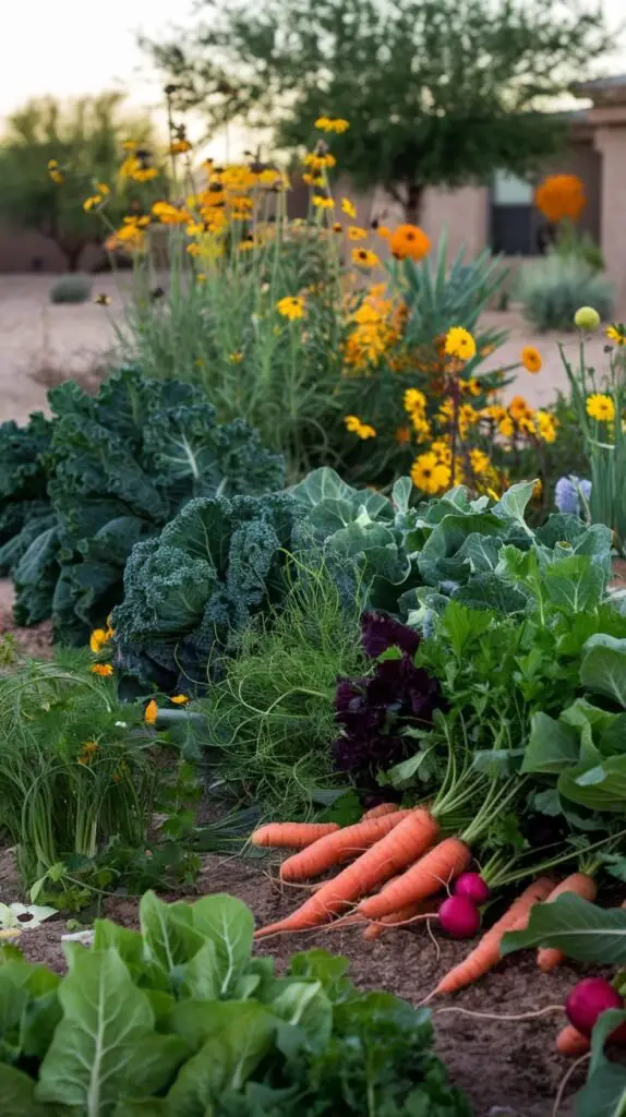 Maximize your Arizona fall gardening with the right plants! Grow leafy greens like kale, Swiss chard, and arugula, alongside root veggies like carrots and radishes. Brassicas like broccoli and cabbage thrive in cooler temps, while herbs such as cilantro, dill, and parsley add flavor to your harvest. Add color with native wildflowers like desert marigold and globe mallow. Plan your garden for a bountiful fall!