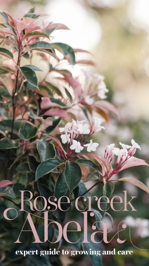 Rose Creek Abelia is a compact, evergreen shrub with fragrant white flowers and vibrant pinkish-red foliage, perfect for borders or hedges.