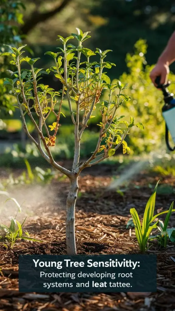 Young trees are particularly sensitive to environmental stressors, including drought, extreme temperatures, and chemical exposure, making proper care and protection essential for their healthy establishment and growth.