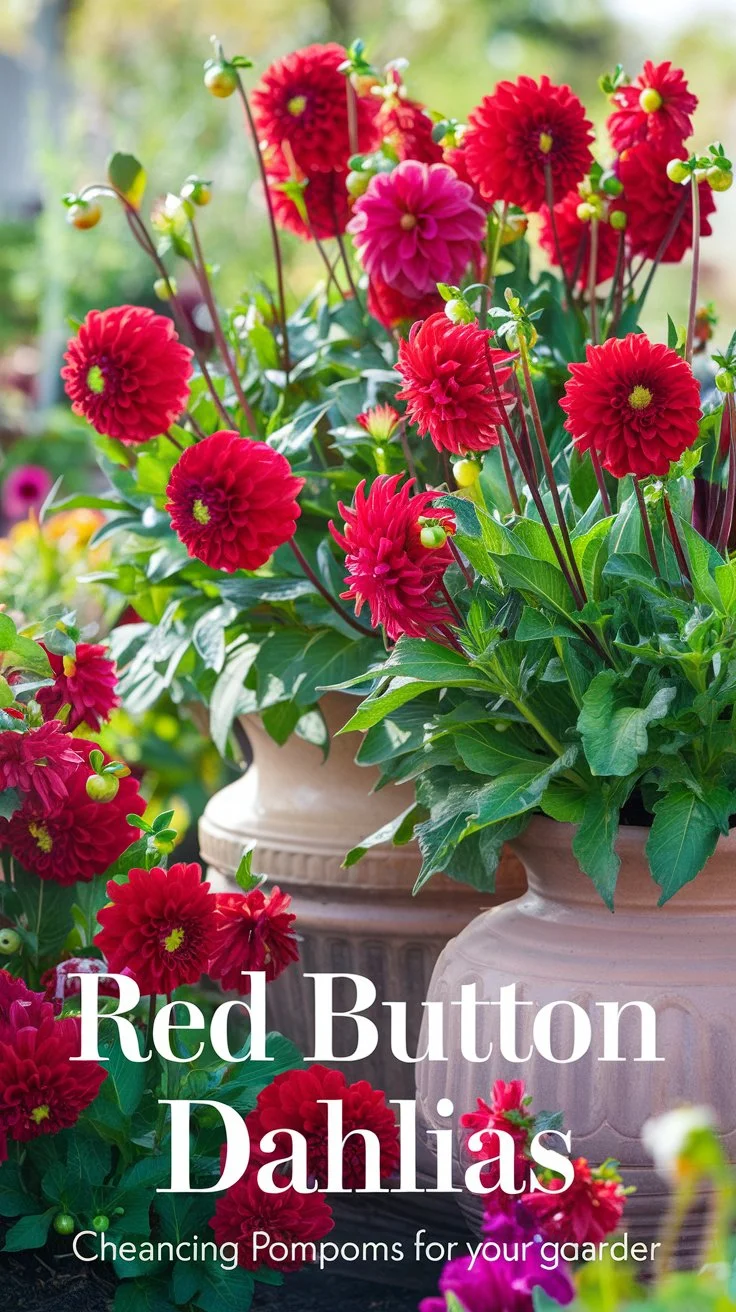 Red Button Dahlias : Charming Pompoms for Your Garden