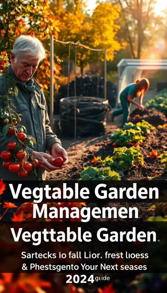 Vegetable garden management includes regular watering, weeding, mulching, and monitoring for pests to ensure a productive and healthy crop yield.