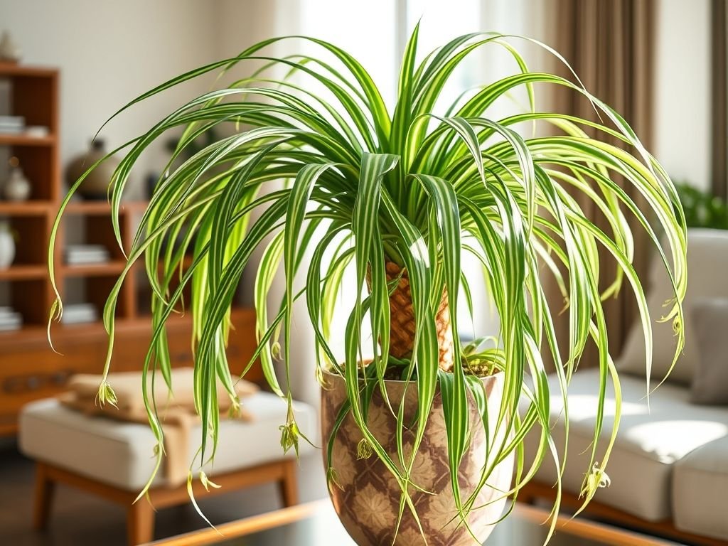 Spider Plant (Chlorophytum comosum) houseplant