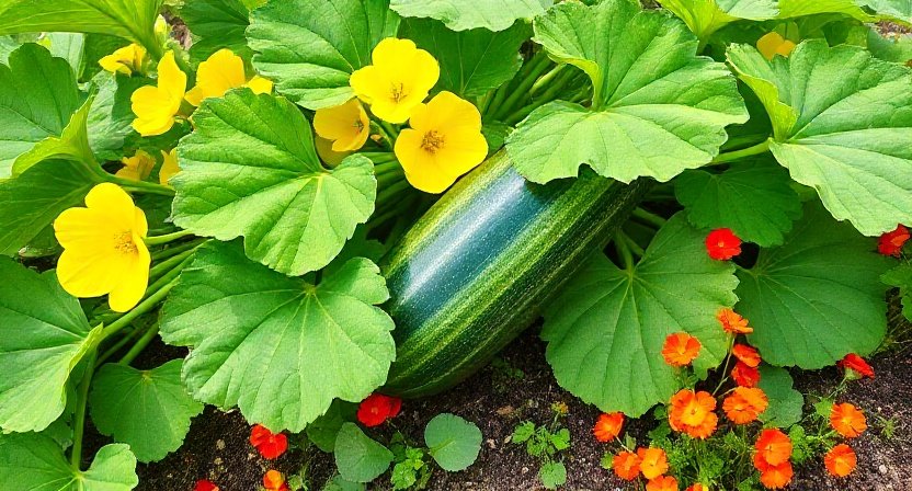 Zucchini and Nasturtiums: Beauty and Bugs