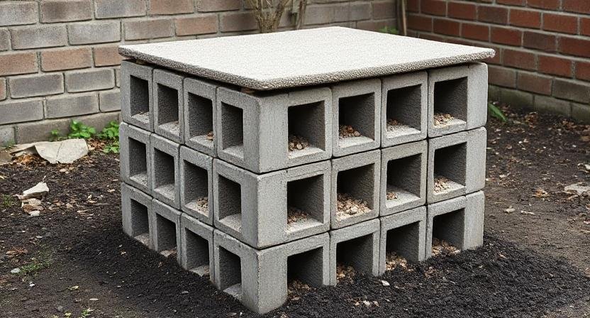 Cinder Block Stack compost bin ideas
