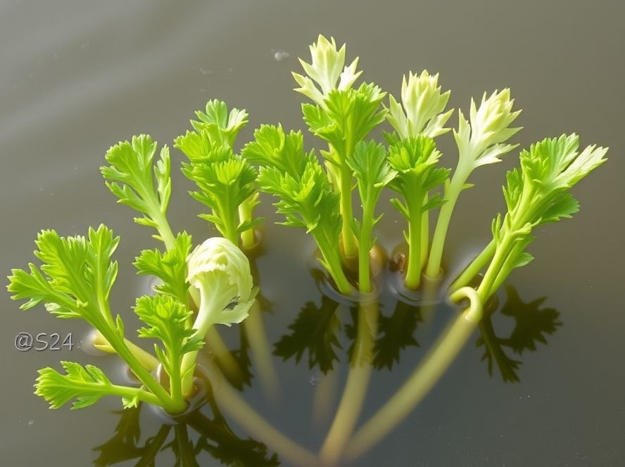 Celery Vegetables growing in Water