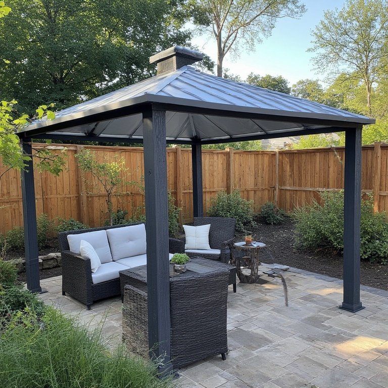 10 Practical Patio Cover Ideas to Enhance Your Backyard 8 Metal-Roof Gazebo Patio Cover Ideas