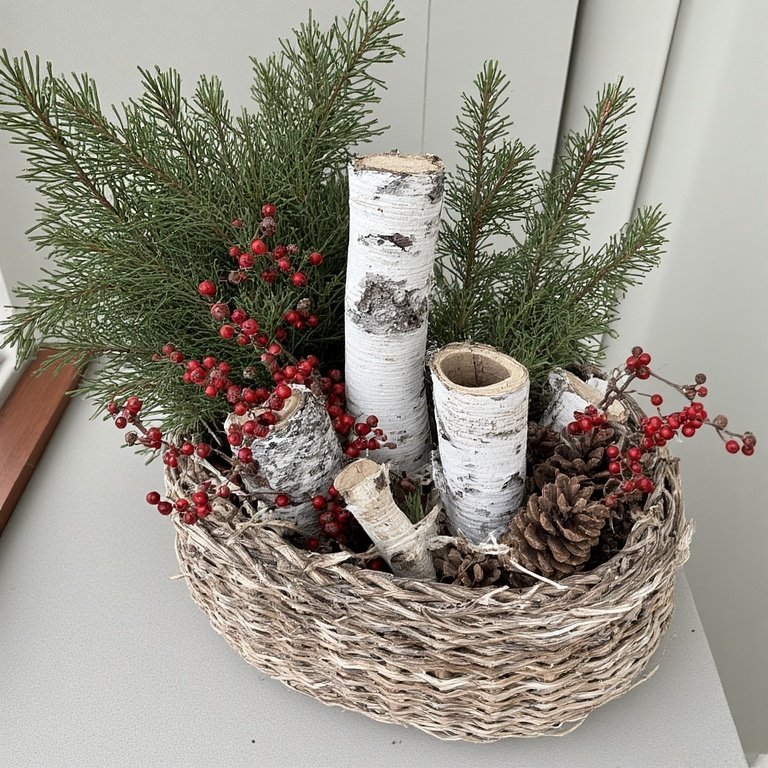 20 Christmas Balcony Decoration Ideas to Create a Festive Escape 18 Incorporate Natural Elements: Pinecones, birch logs, and red berries look beautiful in a basket or arranged in a planter.