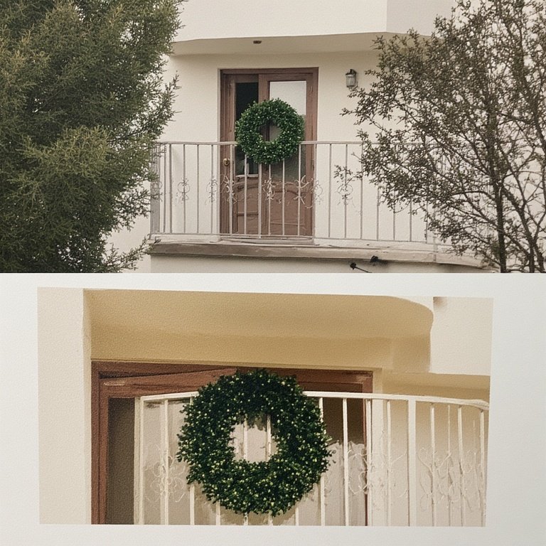 20 Christmas Balcony Decoration Ideas to Create a Festive Escape 7 Hang a Statement Wreath: Your front door might get one, but your balcony door deserves one too! A lush, real or artificial wreath on the door or wall makes a big impact.