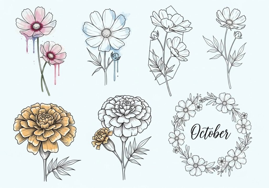 October Birth Flower: Marigold and Cosmos Meanings and Growing Tips 6 Ideas for October Birth Flower Tattoo